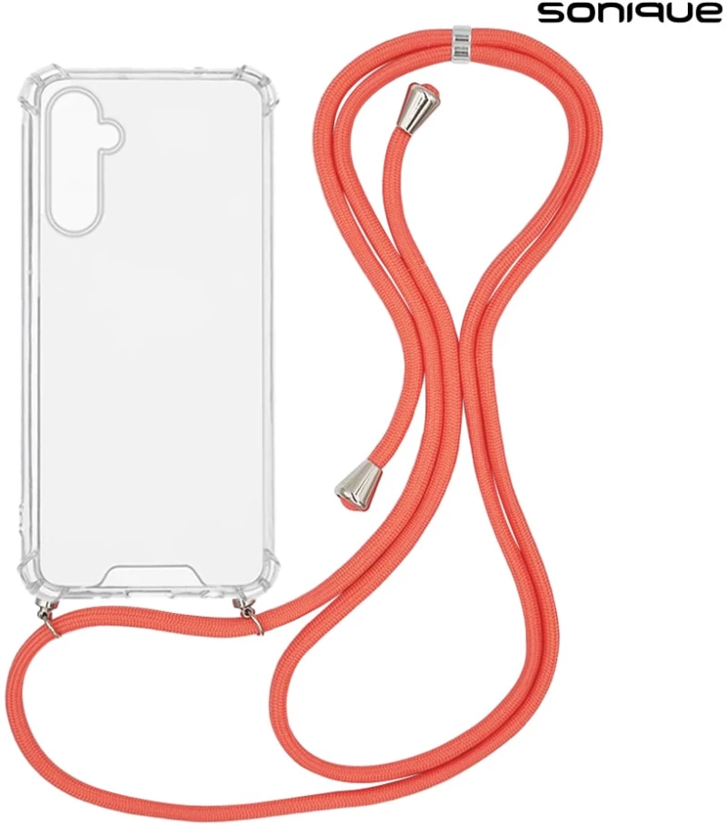 Θήκη Σιλικόνης με Κορδόνι Sonique Armor Clear Samsung Galaxy A16 4G / Galaxy A16 5G Κοραλλί