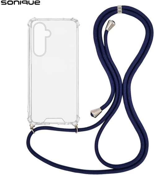 Θήκη Σιλικόνης με Κορδόνι Sonique Armor Clear Samsung Galaxy S25 Μπλε Σκούρο