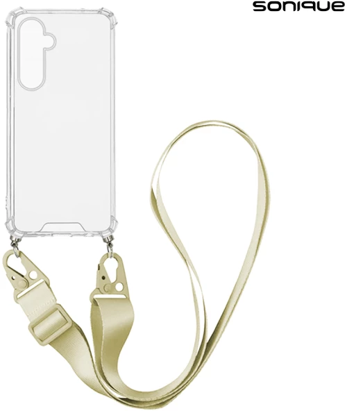 Θήκη Σιλικόνης με Strap Sonique Armor Clear Samsung Galaxy S25 Μπεζ