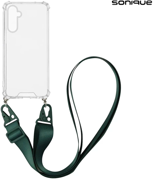 Θήκη Σιλικόνης με Strap Sonique Armor Clear Samsung Galaxy M15 5G Πράσινο Σκούρο