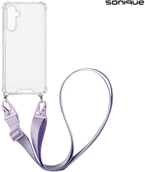 Θήκη Σιλικόνης με Strap Sonique Armor Clear Samsung Galaxy M15 5G Λιλά