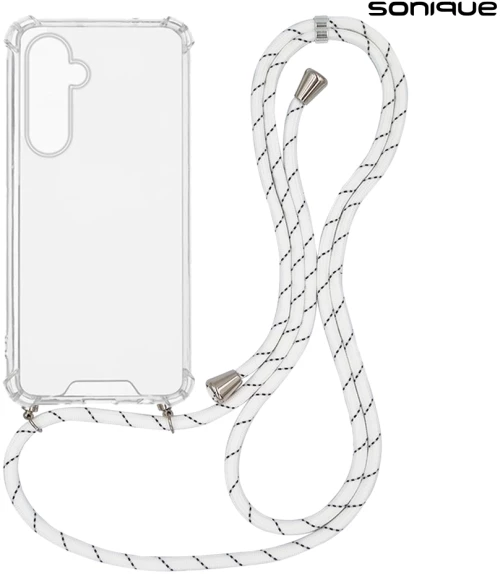 Θήκη Σιλικόνης με Κορδόνι Sonique Armor Clear Samsung Galaxy M35 5G Rainbow Λευκό