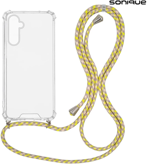 Θήκη Σιλικόνης με Κορδόνι Sonique Armor Clear Samsung Galaxy M15 5G Rainbow Κίτρινο