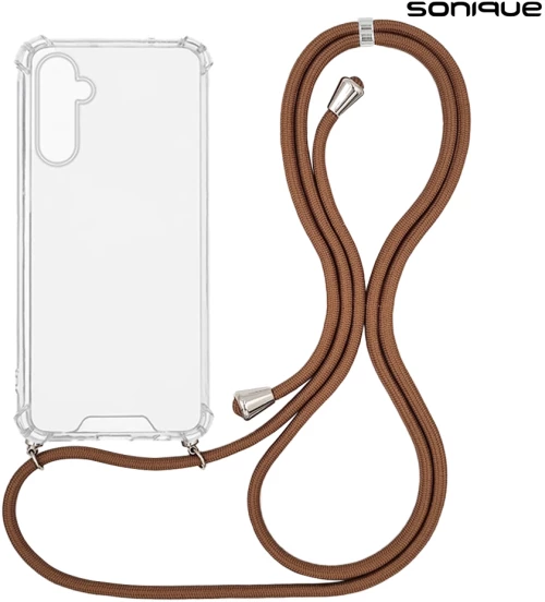 Θήκη Σιλικόνης με Κορδόνι Sonique Armor Clear Samsung Galaxy M15 5G Καφέ