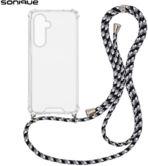 Θήκη Σιλικόνης με Κορδόνι Sonique Armor Clear Samsung Galaxy S24 FE Rainbow Μαύρο