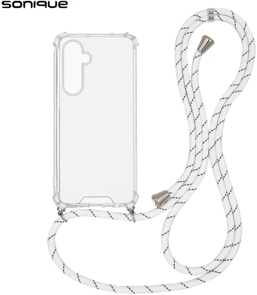 Θήκη Σιλικόνης με Κορδόνι Sonique Armor Clear Samsung Galaxy S25 Plus Rainbow Λευκό