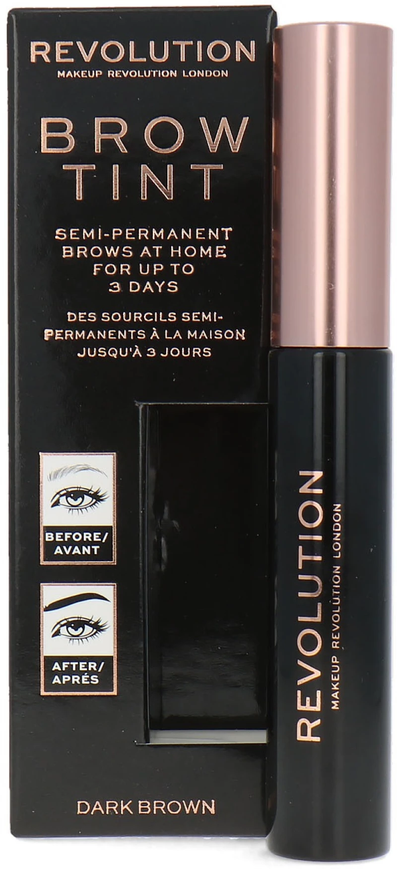 Makeup Revolution, Brow Tint, Eyebrow Gel, Dark Brown, 6 ml