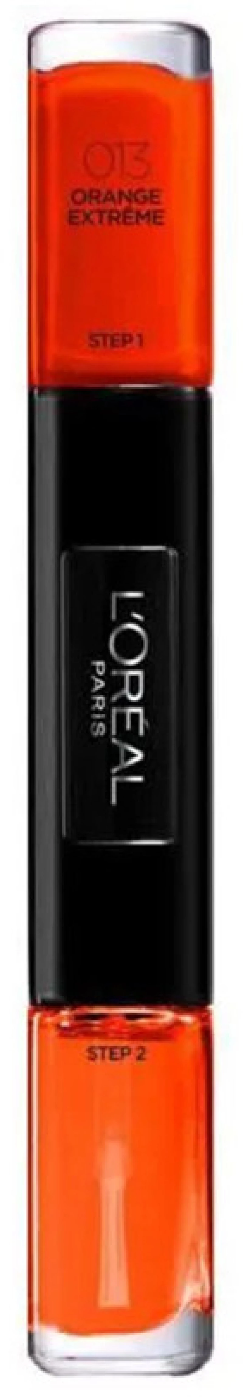 L'Oreal Paris, Infallible, Gel-Effect, Nail Polish 2-In-1, 013, Orange Extreme, 2 x, 5 ml