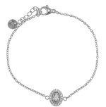 Βραχιόλι Αλυσίδα Ατσάλι Με Σχέδιο Strass 55-0094 Ασημί Ασημί