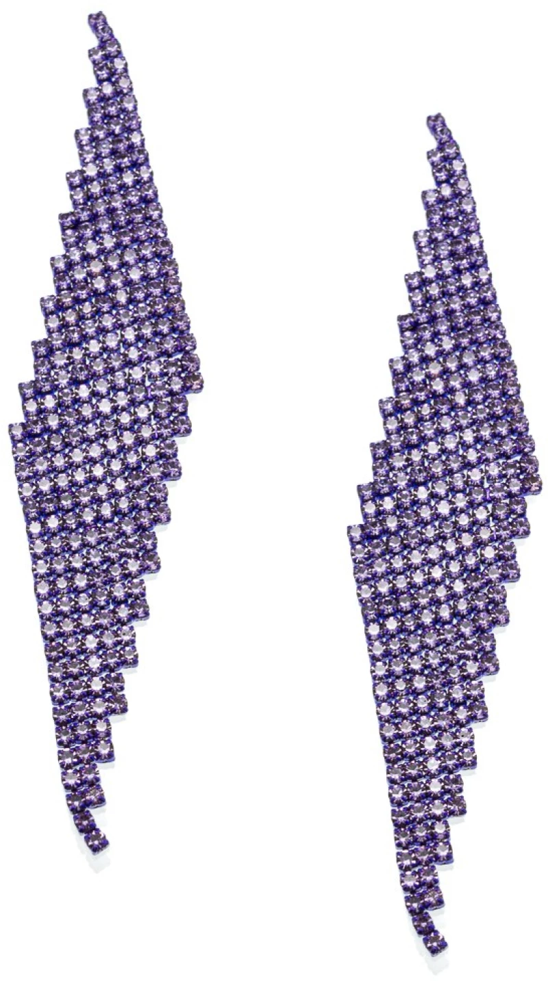Σκουλαρίκια Αμπιγέ Με Σχέδιο Strass 300281 Μωβ Μωβ