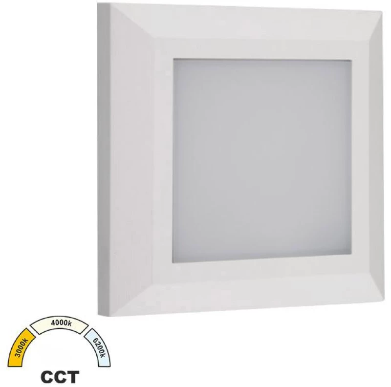 Adeleq Φωτιστικό LED PC Επίτοιχο Τετράγωνο D125mm 4W CCT IP65 Λευκό 3-97008