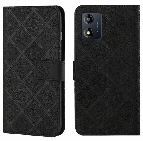 Για Motorola Moto E13 Ethnic Style ανάγλυφο μοτίβο δερμάτινη θήκη τηλεφώνου (μαύρο)