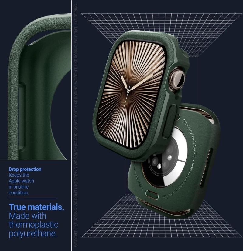Θήκη Apple Watch 10 46mm - Caseology Vault Ανθεκτική Σιλικόνης - Midnight Green (ACS08611)