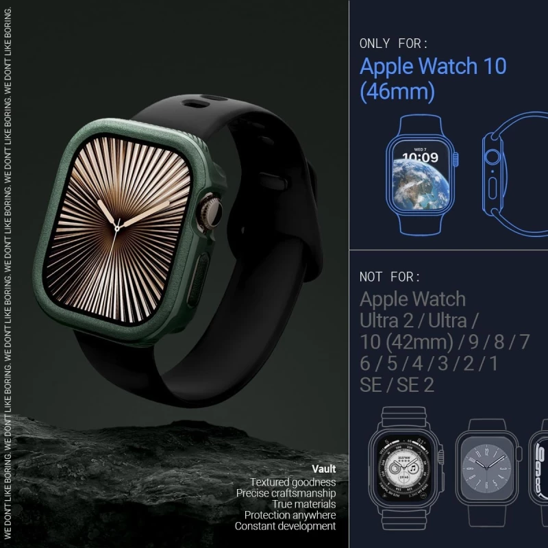 Θήκη Apple Watch 10 46mm - Caseology Vault Ανθεκτική Σιλικόνης - Midnight Green (ACS08611)