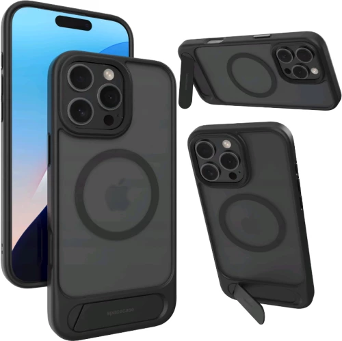 Θήκη iPhone 16 Pro Max Spacecase Stand Pro Mag Σκληρή με MagSafe & KickStand - Black (5905719112363)