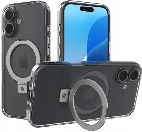 Θήκη iPhone 16 Spacecase Ring Pro Mag Σκληρή με MagSafe & KickStand - Clear (5905719112196)