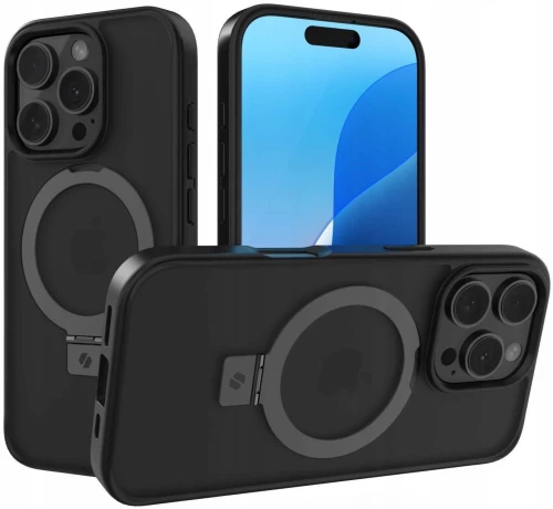 Θήκη iPhone 16 Pro Spacecase Ring Pro Mag Σκληρή με MagSafe & KickStand - Black (5905719112202)