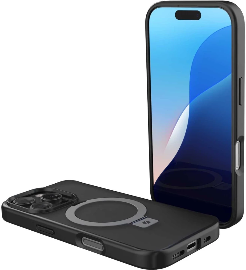 Θήκη iPhone 16 Pro Spacecase Ring Pro Mag Σκληρή με MagSafe & KickStand - Black (5905719112202)