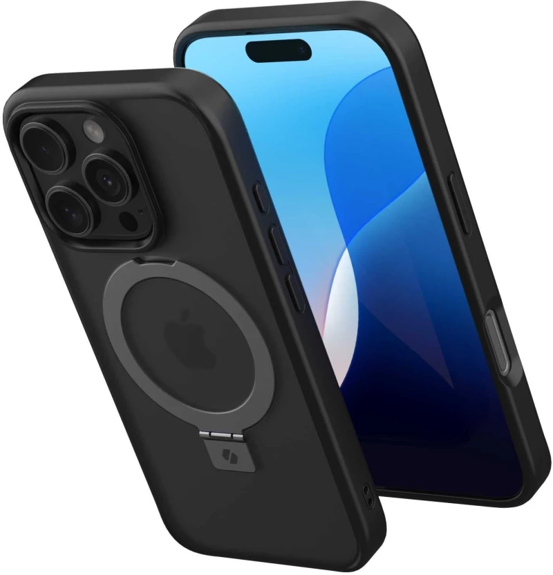 Θήκη iPhone 16 Pro Spacecase Ring Pro Mag Σκληρή με MagSafe & KickStand - Black (5905719112202)