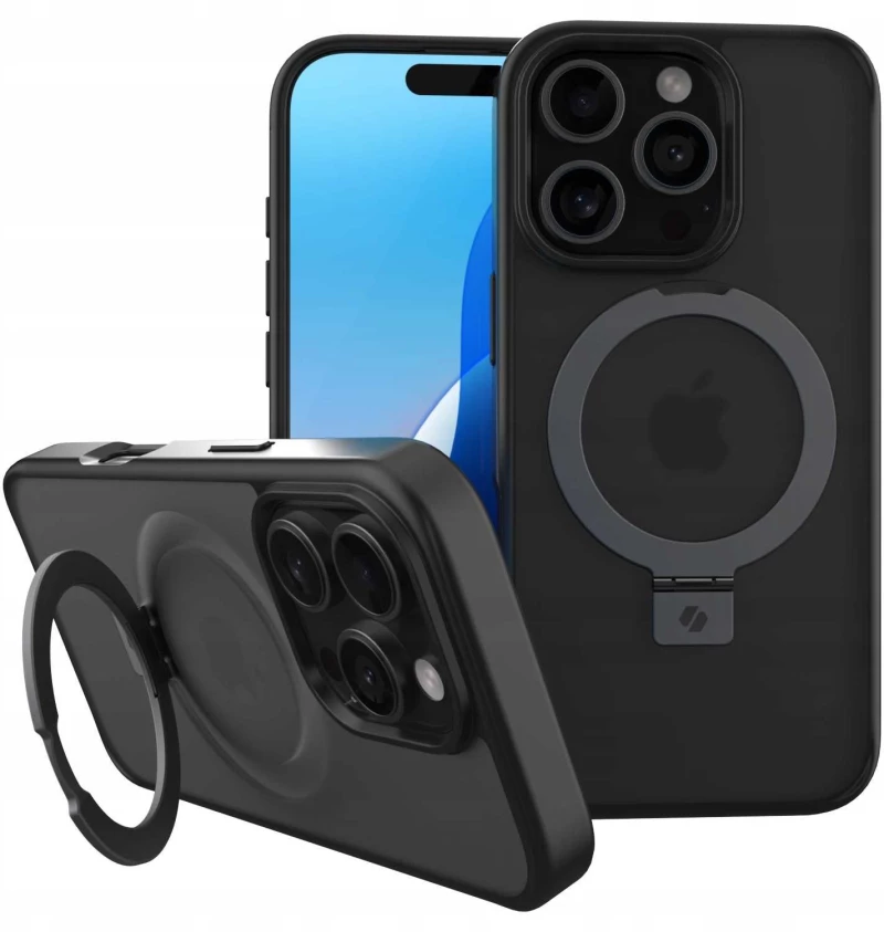 Θήκη iPhone 16 Pro Spacecase Ring Pro Mag Σκληρή με MagSafe & KickStand - Black (5905719112202)