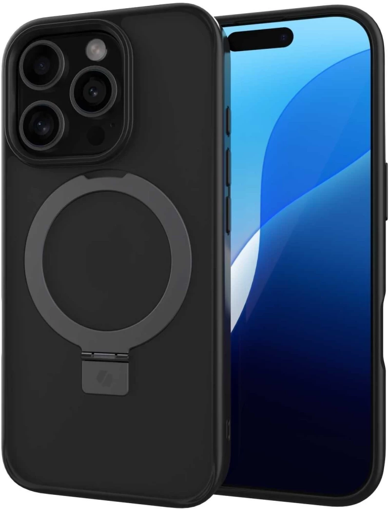 Θήκη iPhone 16 Pro Spacecase Ring Pro Mag Σκληρή με MagSafe & KickStand - Black (5905719112202)