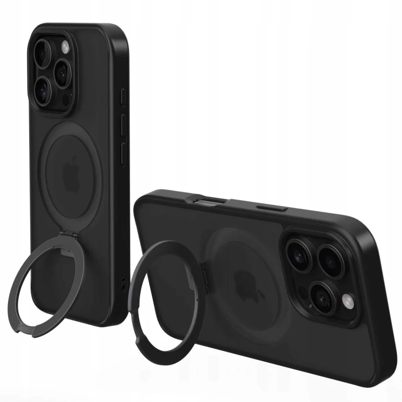 Θήκη iPhone 16 Pro Spacecase Ring Pro Mag Σκληρή με MagSafe & KickStand - Black (5905719112202)