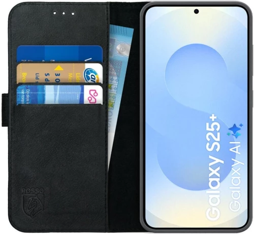 Θήκη Samsung Galaxy S25 Plus Rosso Deluxe Δερμάτινο Πορτοφόλι - Black (8719246463228)