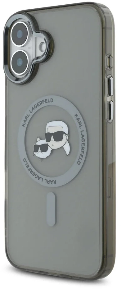 Karl Lagerfeld iPhone 16 Plus Back cover case - Magsafe IML metal monogram kc - Black - (KLHMP16MHLSKCK)