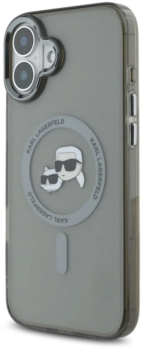 Karl Lagerfeld iPhone 16 Plus Back cover case - Magsafe IML metal monogram kc - Black - (KLHMP16MHLSKCK)