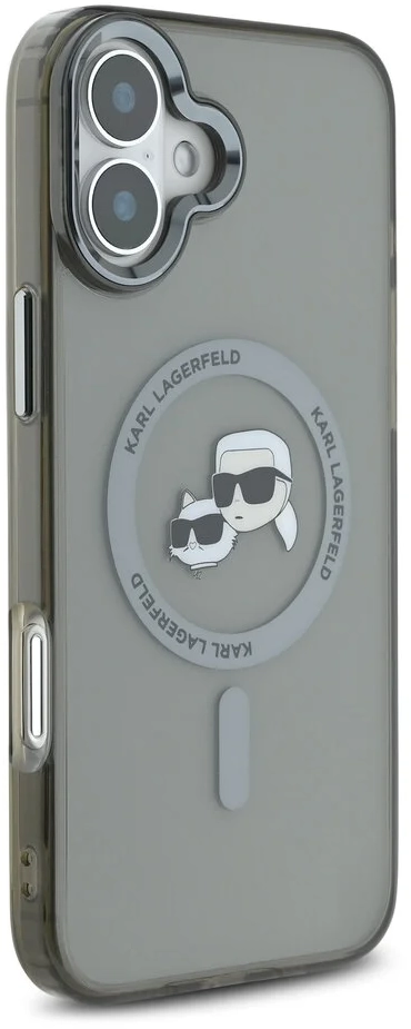 Karl Lagerfeld iPhone 16 Plus Back cover case - Magsafe IML metal monogram kc - Black - (KLHMP16MHLSKCK)