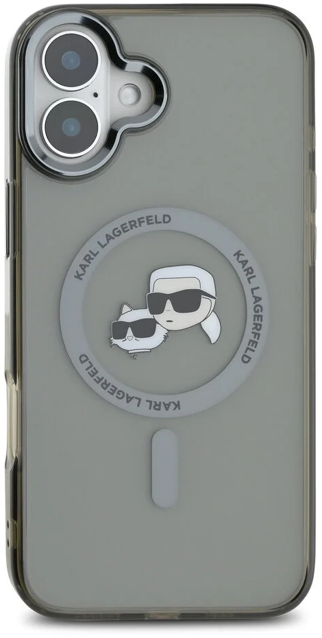 Karl Lagerfeld iPhone 16 Plus Back cover case - Magsafe IML metal monogram kc - Black - (KLHMP16MHLSKCK)