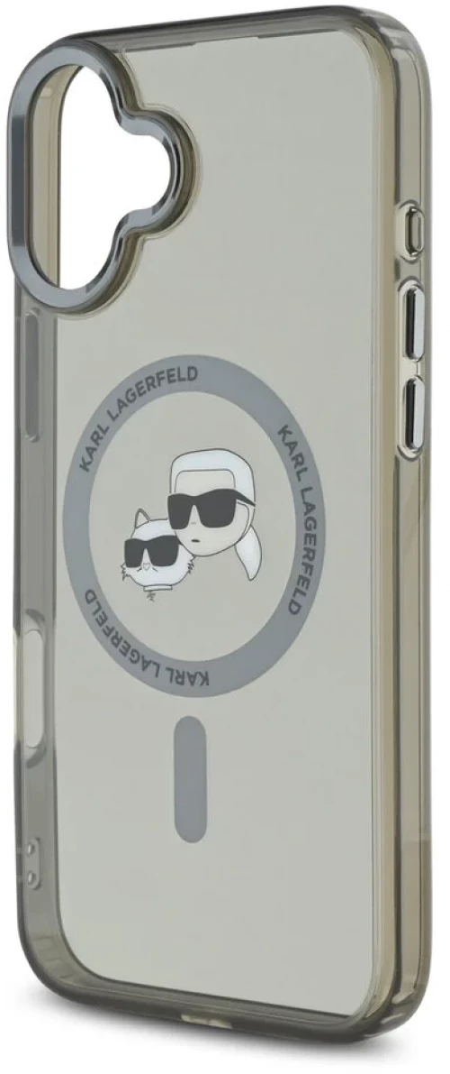 Karl Lagerfeld iPhone 16 Plus Back cover case - Magsafe IML metal monogram kc - Black - (KLHMP16MHLSKCK)