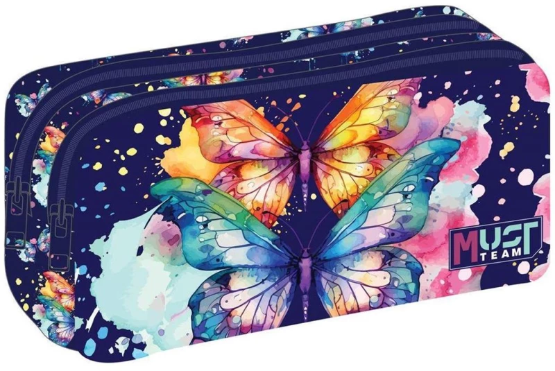Κασετίνα Βαρελάκι Must 2 Φερμουάρ 21x6x9cm Butterfly 000586194