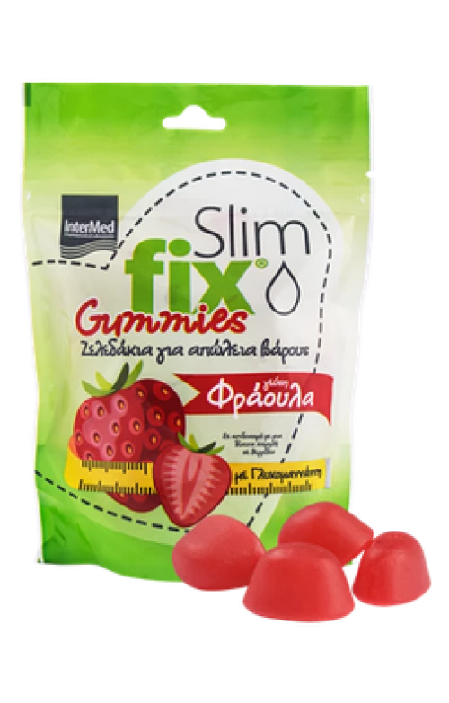 SLIM FIX  Slim fix Gummies Για Την Απώλεια Βάρους Με Γλυκομαννάνη Με Γεύση Φράουλα 500mg 42 Ζελεδάκια