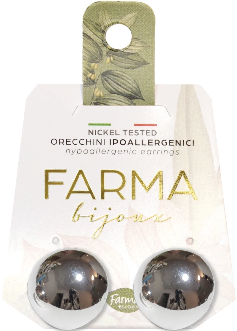 FARMA BIJOUX Υποαλλεργικά Σκουλαρίκια Ασημί Κουμπί Στρογγυλό 18mm