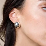 FARMA BIJOUX Υποαλλεργικά Σκουλαρίκια Ασημί Κουμπί Στρογγυλό 18mm