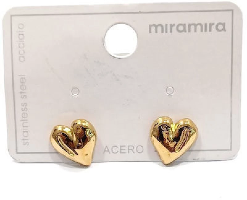 Σκουλαρίκι Gold Plated Heart Από Ανοξείδωτο Ατσάλι