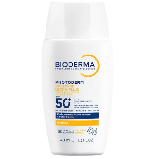 BIODERMA Photoderm XDefense Ultra Fluid SPF50+ Invisible, Λεπτόρρευστο Αντηλιακό Προσώπου Με Διάφανο Τελείωμα 40ml