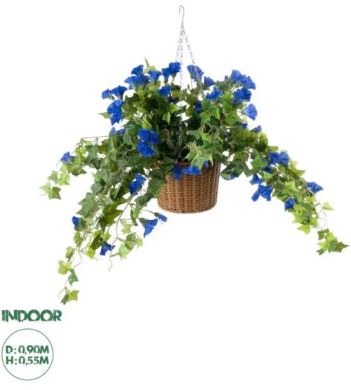 Artificial Garden MORNING GLORY HANGING PLANT 20636 Τεχνητό Κρεμαστό Διακοσμητικό Φυτό Ορτανσίας Y55cm Globostar 20636