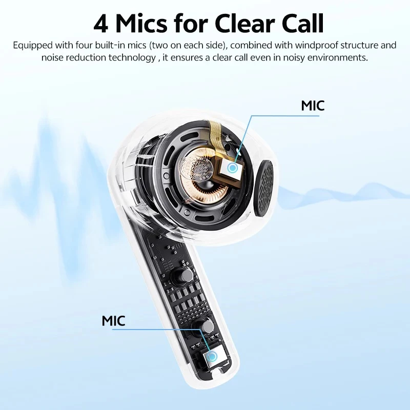 QCY AilyBuds E10 Blue Hires Audio LDAC Semi-Ear TWS 4mics ENC 13mm dynamic driver IPX4 35h