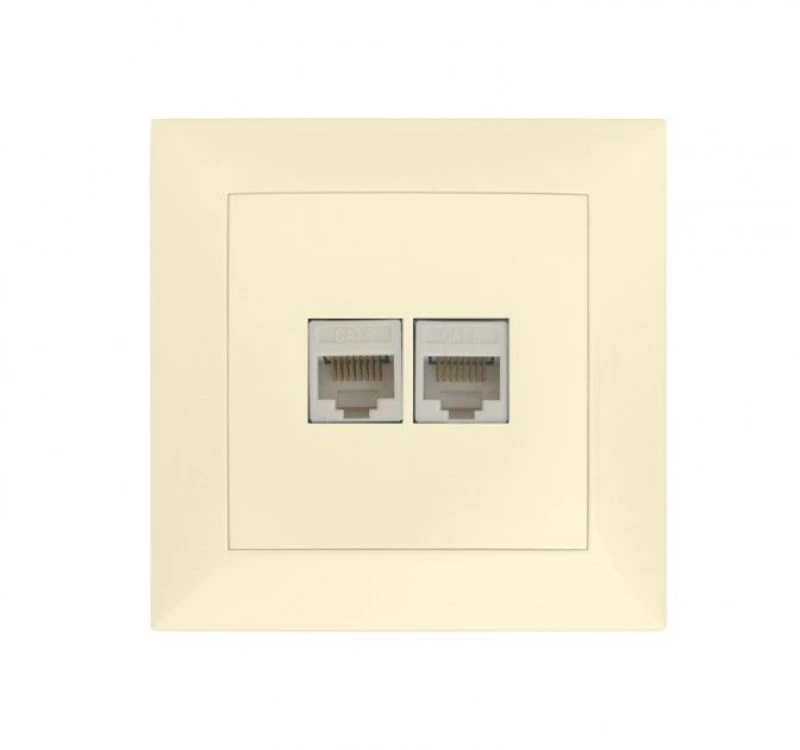 Πρίζα Δικτύου RJ45 Κατηγορία 6 Διπλή Πλήρης Lumen 15-02002 Μπεζ