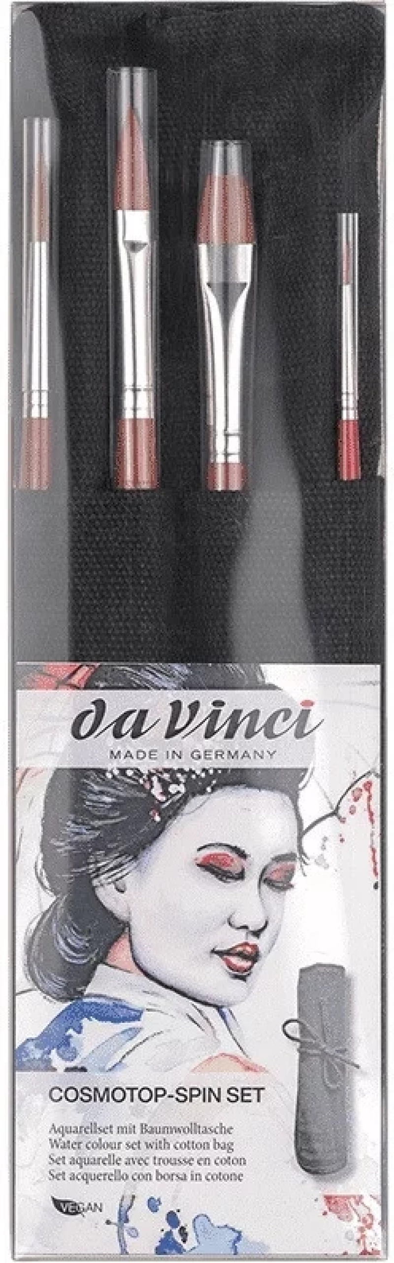 Πινέλα DA VINCI COSMOTOP SPIN 4064 σετ 4 τεμαχίων σε υφασμάτινη θήκη