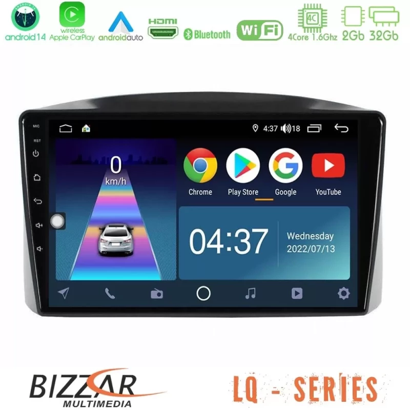 Bizzar LQ Series 4Core Android14 2+32GB Jeep Grand Cherokee 2005-2007 Navigation Multimedia Tablet 10″ Με Carplay & Android Auto U-LQ-JP1701