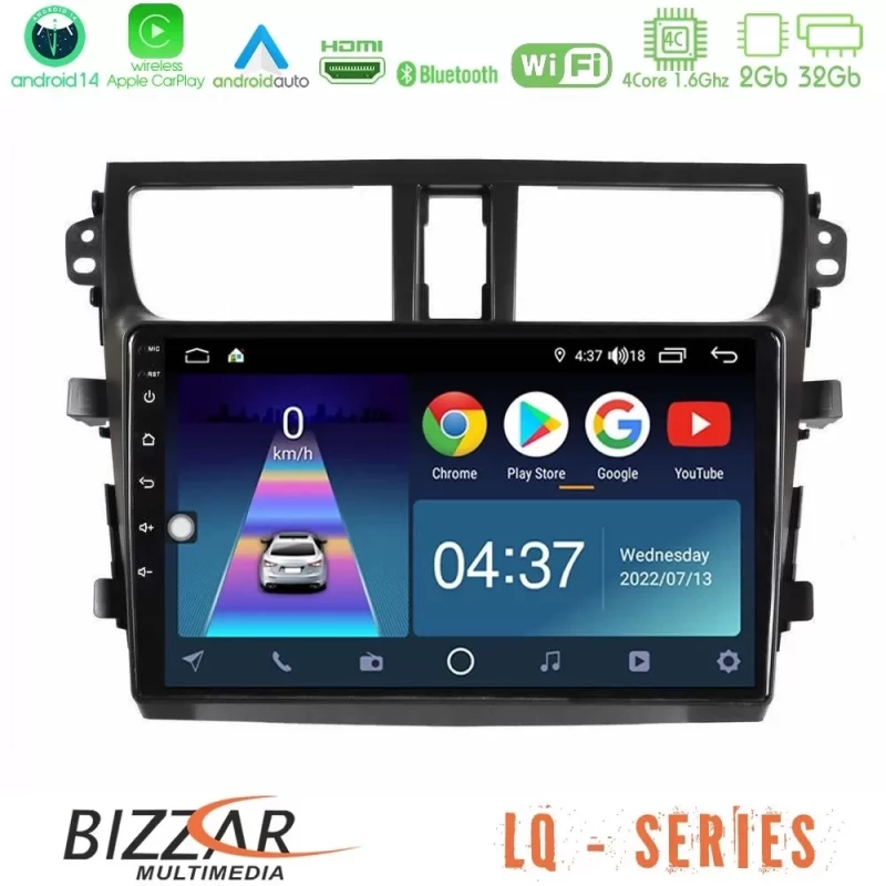Bizzar LQ Series 4Core Android14 2+32GB Suzuki Celerio 2014-2020 Navigation Multimedia Tablet 9″ Με Carplay & Android Auto Με Ca U-LQ-SZ0537