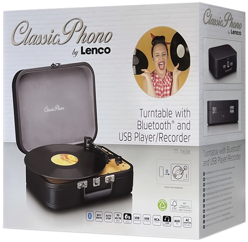 LENCO CLASSIC PHONO TT-116BK