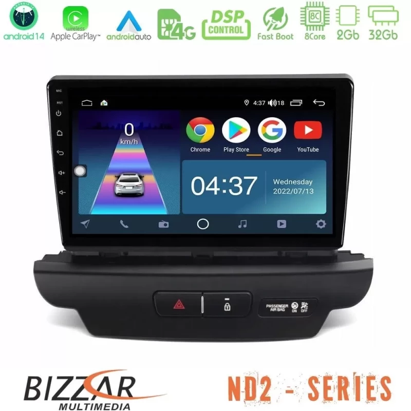 Bizzar ND2 Series 8Core Android14 2+32GB Kia Ceed 2018-2023 Navigation Multimedia Tablet 9" Με Carplay & Android Auto (Low Versi U-ND2-KI1674