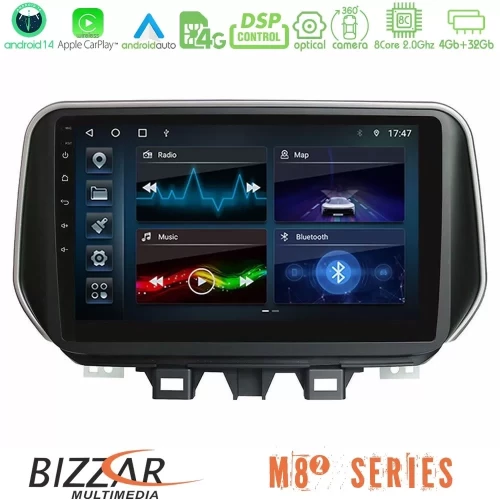 Bizzar M8² Series 8Core Android14 4+32GB Hyundai Tucson 2019- Navigation Multimedia Tablet 9" Με Carplay & Android Auto U-M82-HY0504