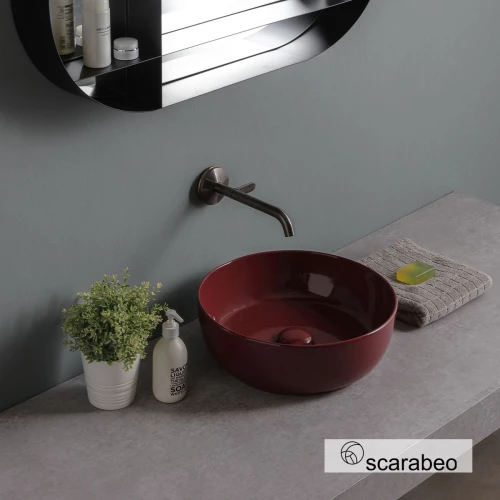Νιπτήρας Πορσελάνης Επιτραπέζιος Scarabeo Glam Φ39 Χρώμα: Cherry Glossy