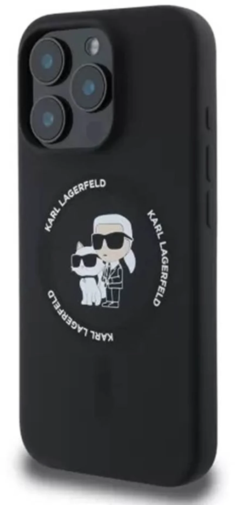 Karl Lagerfeld Θήκη Silicone MagSafe iPhone 16 Pro Karl & Choupette Heads Black
