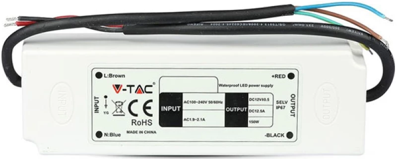 V-TAC ΤΡΟΦΟΔΟΤΙΚΟ ΑΔΙΑΒΡΟΧΟ ΠΛΑΣΤΙΚΟ SLIM 12V 60W IP67 3252